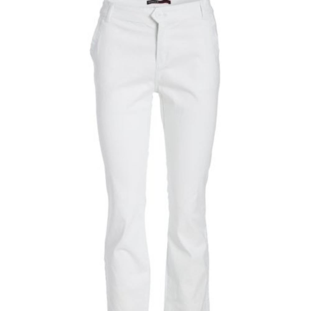 White Twill Skinny Roll-Cuff pants size 11